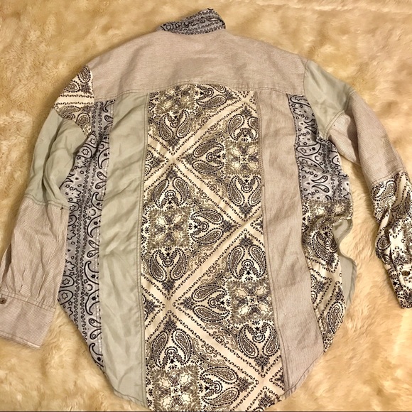 Free People All Patched Up Chambray Button Down - Picture 2 of 7